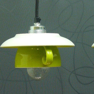 3 cup lamp as a hanging lamp in the color green image 2