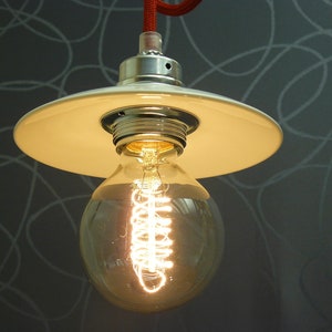Hanging lamp with textile cable and small lampshade