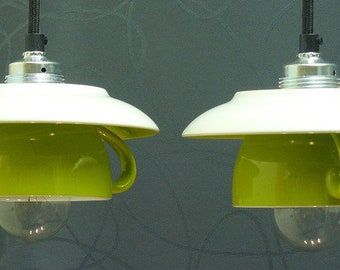 2er Tassenlampe als Hängelampe in der Farbe Grün