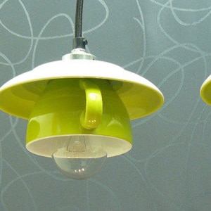 3 cup lamp as a hanging lamp in the color green image 1