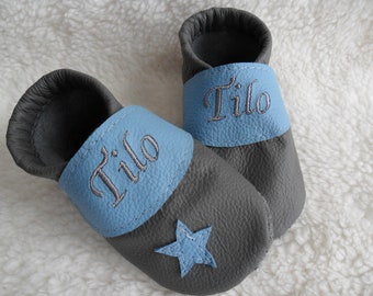 Krabbelschuhe Lederpuschen Taufschuh mit Name Geburtsgeschenk Babyschuhe Leder personalisierte Babyschuhe BabygeschenkKrabbelpuschen Jungen