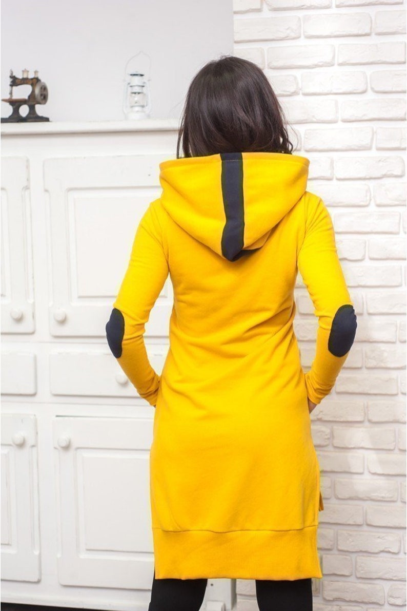 Yellow Hooded Dress Yellow Casual Tunic Winter Casual Dress | Etsy