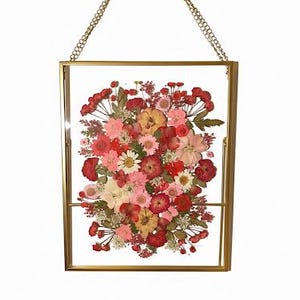 Real Pressed Flowers in Clear Acrylic Frame | Dried Botanical Wall Art Decor