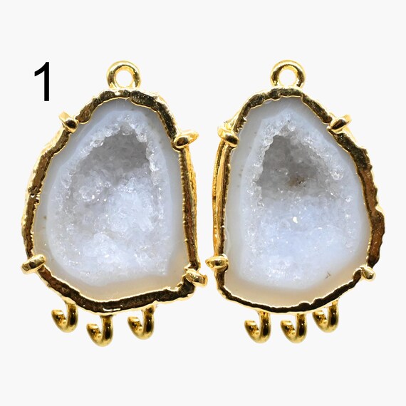Bail (Châsse) Pour Géode Blanche Plaqué Or 24k - 31mm - Création Bijoux DIY
