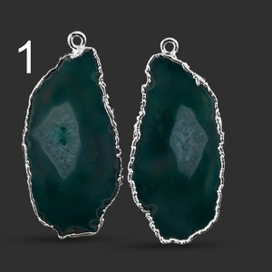 Geode Slice Druzy, DIY Geode Earring, Agate Geode Connectors, Green Geode Druzy Silver Plated Earring Pairs Connectors, Finding Jewelry 3432