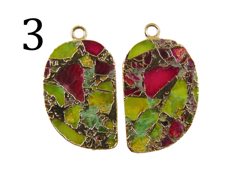 Pretty Multi Color Mojave Copper Turquoise Slice 24k Gold Electroplated Connectors DIY Pair Making Earrings Finding Jewelry Supply Jewelry