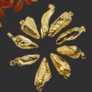 24k Gold Plated Geode Stone Agate Pendant, Gold Bar 10 Pc Lot Druzy Gemstone Pendant Connector Finding Making Pendant Jewelry 3784