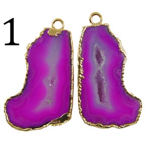 Natural Pink Geode Slice Druzy, DIY Geode Earring, Agate Geode Connectors, Geode Druzy Gold Plated Earring Pairs Connectors, Finding Jewelry