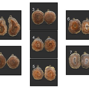 Solar Quartz Geode Druzy, DIY Geode Earring, Geode Connectors, Brown Geode Druzy Gold Plated Earrings Pairs Connectors, Finding Jewelry 4398