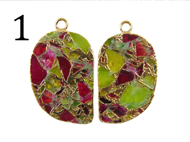 Pretty Multi Color Mojave Copper Turquoise Slice 24k Gold Electroplated Connectors DIY Pair Making Earrings Finding Jewelry Supply Jewelry