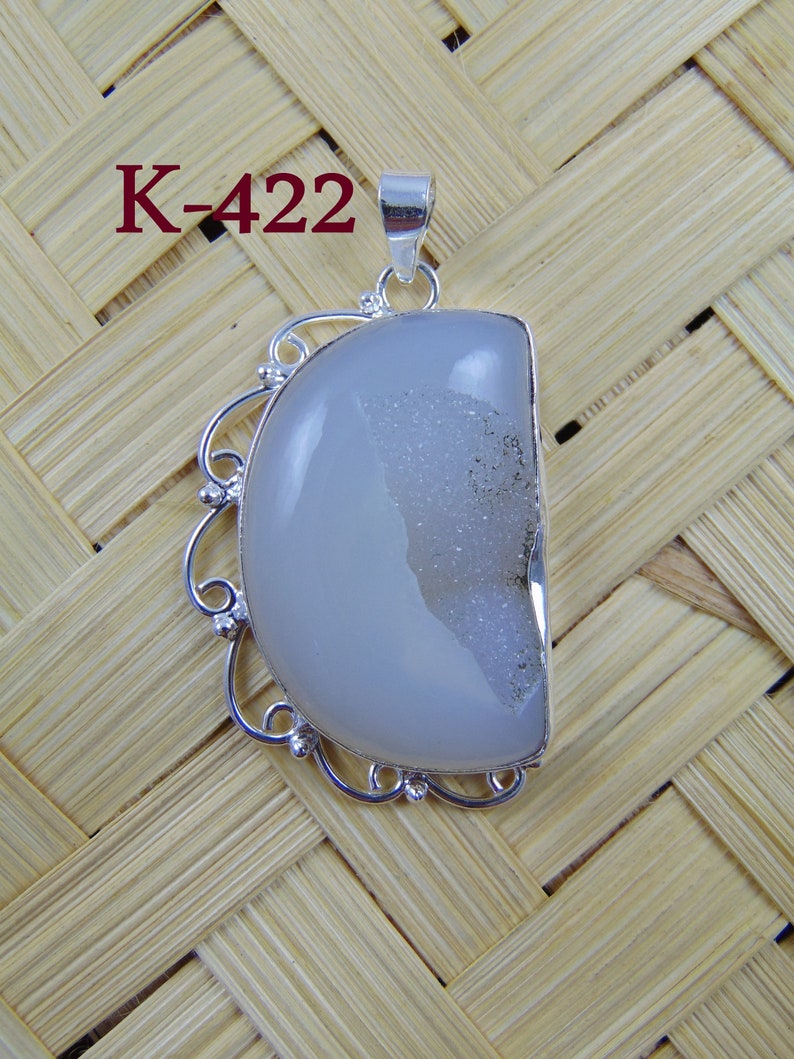 Silver Plated Geode Stone Agate Pendant Sugar Well Window Natural Gemstone Druzy Pendant Designer Connector Supply Making Charms Findings 31