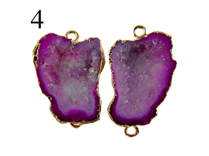 Rare Black Blue Cave Geode Agate Druzy Gold Electroplated Connectors Pairs For Making Earrings Gemstone Geode Pairs Connector Making Jewelry