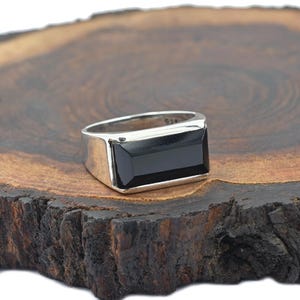 Black Onyx Baguette Design Ring, Silver 925 Ring, 925 Silver Black Spinel Ring, Signet Ring, Statement Ring, Men&#39;s Ring, Gift For Birthday