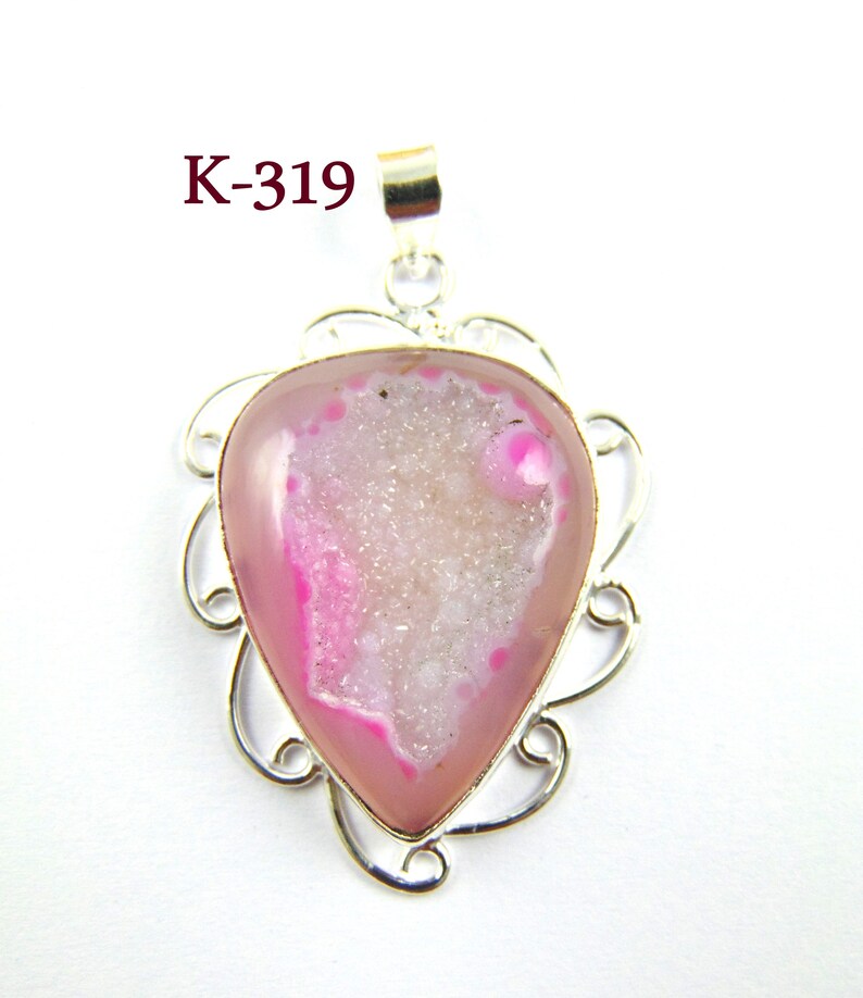 Silver Plated Pendant,Geode Stone Pendant,Agate Pendant,Sugar Well Window Druzy Natural Gemstone Pendant,Connector Supply Making Charms 5