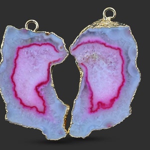 New Orange Geode Slice Druzy, DIY Geode Earring, Geode Connectors, Geode Druzy Gold Plated Earrings Pairs Connectors, Finding Jewelry 2846