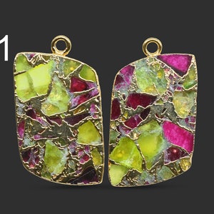 Multi Color Mojave Copper Turquoise Slice 24k Gold Electroplated Connectors DIY Pair Making Earrings Finding Jewelry Supply Jewelry 4434