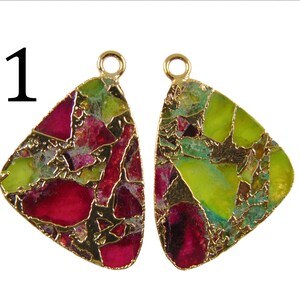 Multi Color Mojave Copper Turquoise Slice 24k Gold Electroplated Connectors DIY Pair Making Earrings Finding Jewelry Supply Jewelry