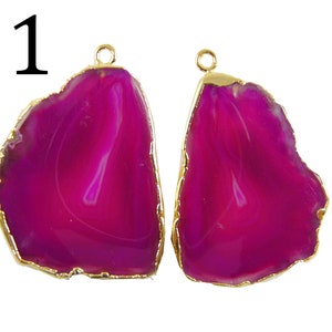DIY Geode Earring, Pink Slice Druzy Agate Geode Connectors, Geode Druzy 24k Gold Plated Earrings Pairs Connectors, Finding Jewelry