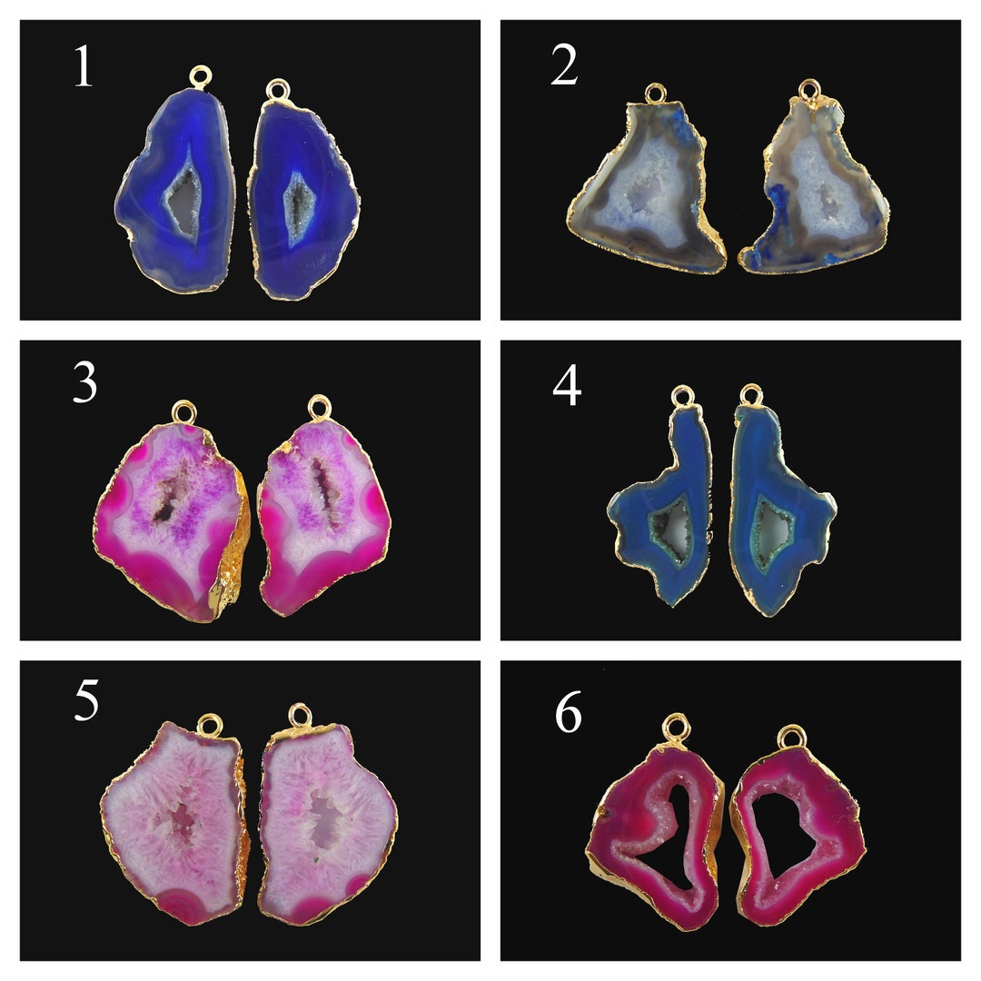 Gold Plated Geode Slice Earrings, DIY Earrings, Natural Geodes ...