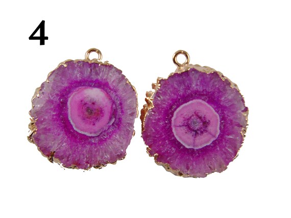 Unique Real Of White Half Solar Quartz Gold Plated DIY Earring Pair Connectors