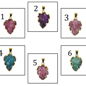 Sugar Druzy Pendant Leaf Shape Gemstone Pendant, 24K Gold Plated Pendant Geode Stone Agate Pendant, Connector Finding Making Pendant Jewelry