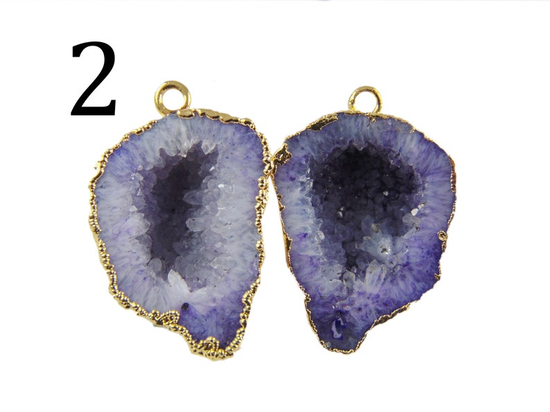Rare Geodes Finding DIY Jewelry Making Supplies Red Earrings Components Purple Cave Geode Gold Plated Earring Connectors DIY Earrings