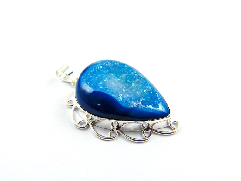 Silver Plated Pendant,Geode Stone Pendant,Agate Pendant,Sugar Well Window Druzy Natural Gemstone Pendant,Connector Supply Making Charms 5