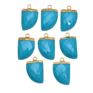 Blue Turquoise Tiger Nail Shape 24k Gold Plated Pendant Connector, 17X26mm Blue Connectors, DIY Pendants, Finding Jewelry Supplies