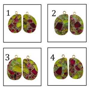 Osm Multi Color Mojave Copper Turquoise Slice 24k Gold Electroplated Connectors DIY Pair Making Earrings Finding Jewelry Supply Jewelry