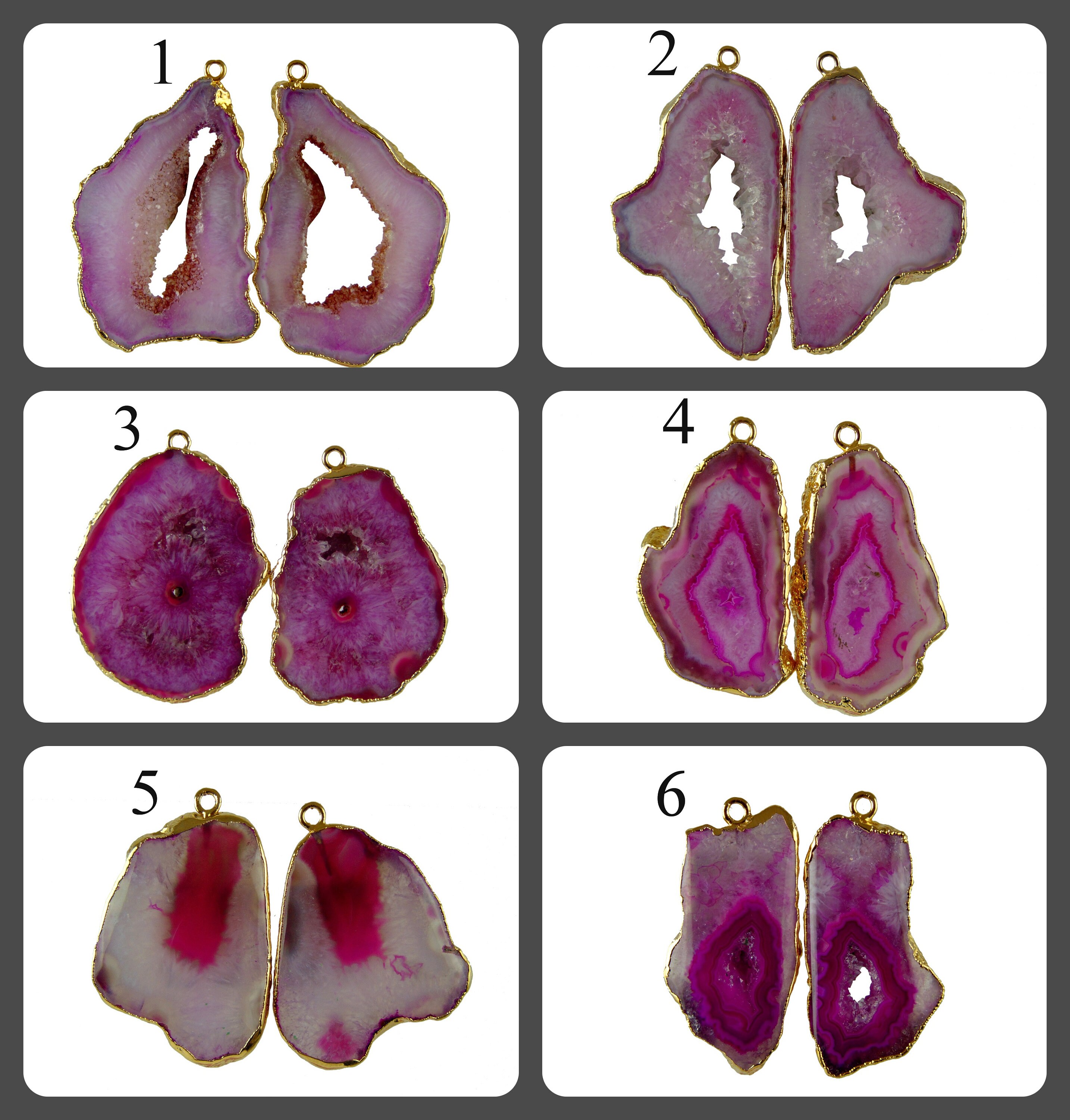Boucles D'oreilles Géode Druzy Rouge – Plaqué Or 24 Carats – Fait Main
