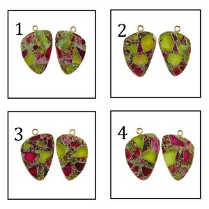 Classic Multi Color Mojave Copper Turquoise Slice 24k Gold Electroplated Connectors DIY Pair Making Earrings Finding Jewelry Supply Jewelry