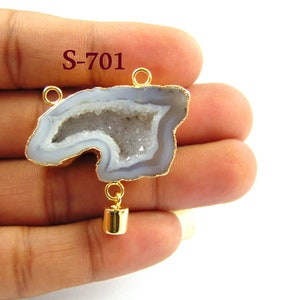 Agate Pendant,Gold Plated Pendant,Geode Natural Stone Pendant,Druzy Natural Gemstone Pendant Jewelry,Charms Connector Finding Making Pendant