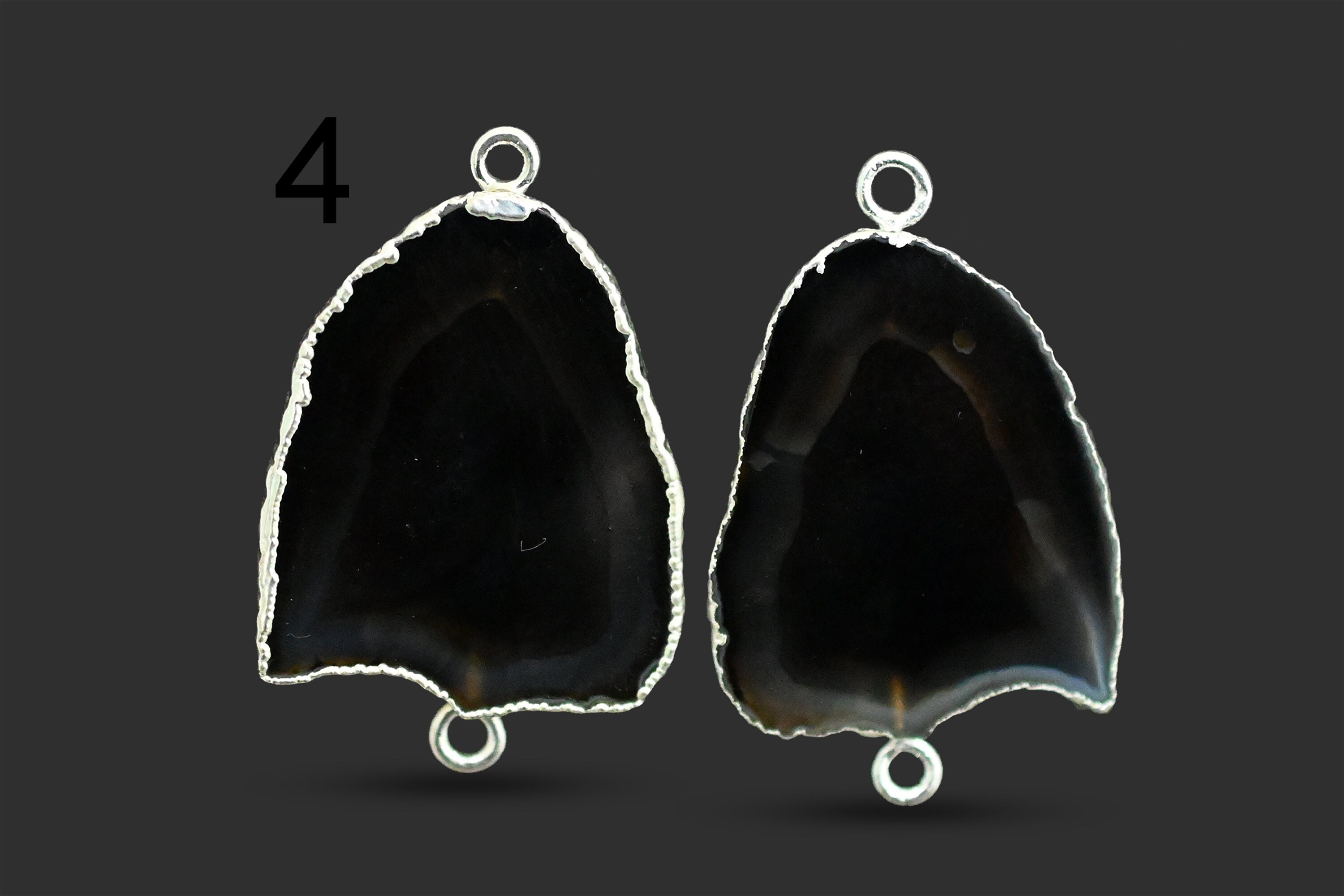 Black Geode Connectors DIY Geode Earrings Druzy Silver Etsy