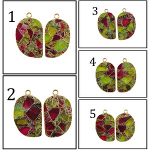 Pretty Multi Color Mojave Copper Turquoise Slice 24k Gold Electroplated Connectors DIY Pair Making Earrings Finding Jewelry Supply Jewelry