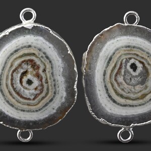 New DIY Geode Earring, Geode Connectors, Solar Quartz Geode Druzy, Geode Druzy Silver Plated Earrings Pairs Connectors, Finding Jewelry 4068