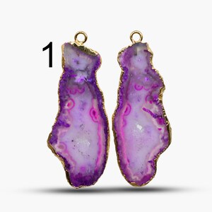 Geode Slice Druzy, DIY Geode Earring, Agate Geode Connectors, Slice Geode Druzy Gold Plated Earrings Pairs Connectors, Finding Jewelry 2545