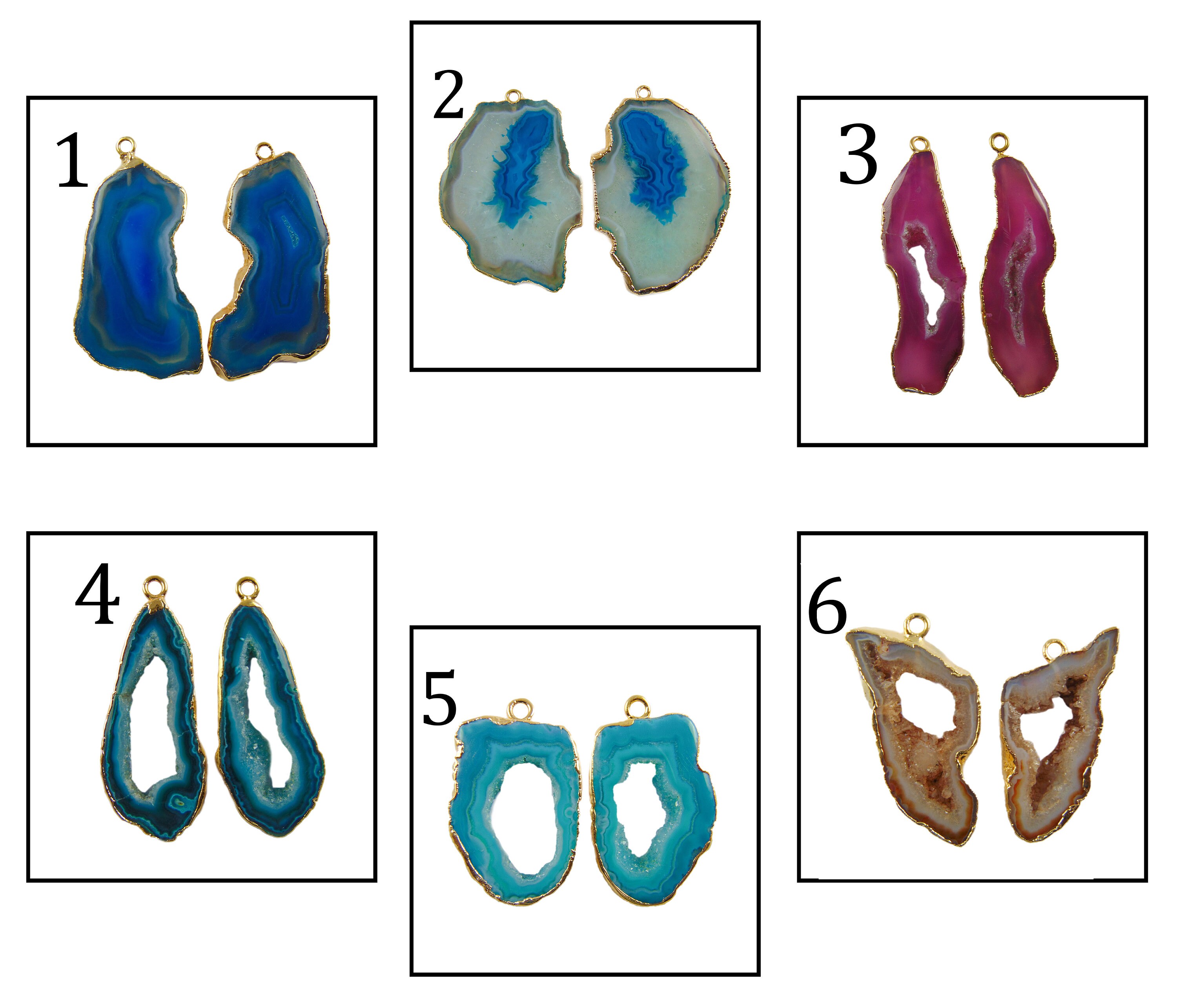 DIY Earrings Blue Geode Slice Pairs Multi Geode Slice Gold Etsy