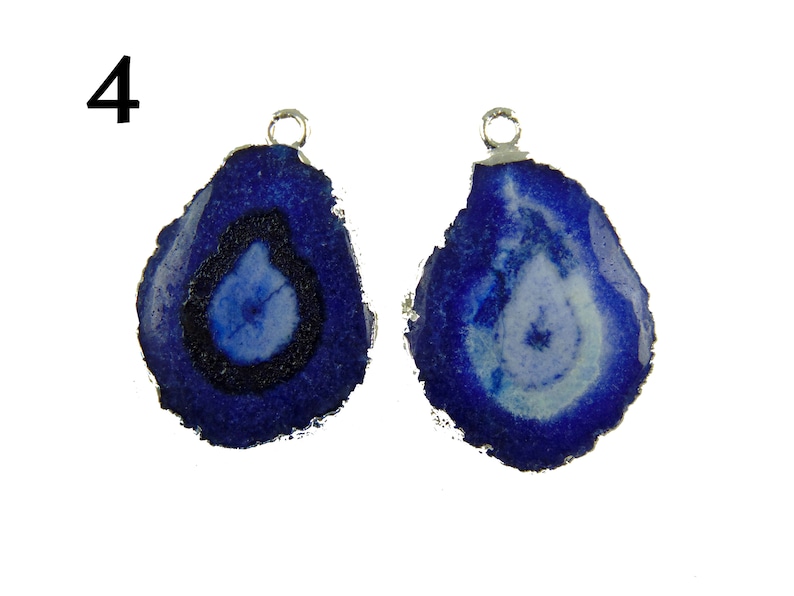 Real Blue Solar Quartz Agate Geode Druzy Silver Electroplated Connectors Pair For Making DIY Earring Gemstone Geode Connector Making Jewelry
