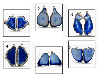 Élégant Bleu Naturel fenêtre GEODE Slice Druzy 24k Plaqué or Connecteur Bijoux Élégant Bleu Naturel fenêtre GEODE Slice Druzy 24k Plaqué or Connecteur Bijoux