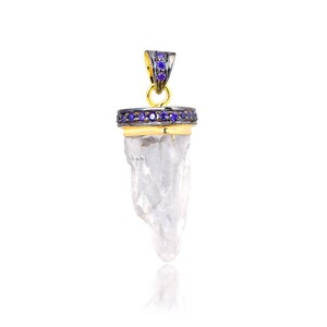22k Gold Plated Crystal Quartz Agate Stone Druzy Pendant,Pave Diamond Pendant,Tanzanite American Diamond,Connector Pendant,Arrowhead Pendant