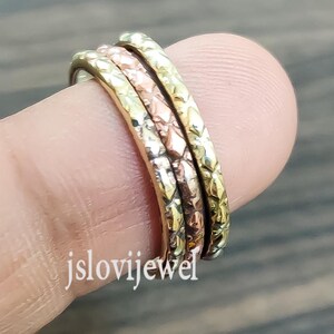 Sterling Silver Two Tone Spinner Ring: Fidget Anxiety Ring