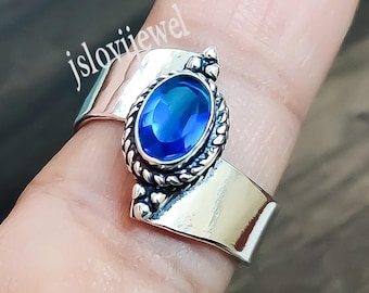 タンザナイトリング：ブルーストーン、925スターリングシルバーバンド