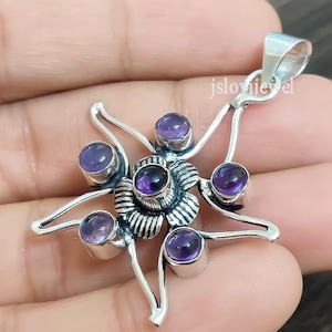 Amethyst Star Pendant: 925 Sterling Silver Birthstone Necklace
