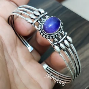 Amethyst Bangle For Women/ Purple Gemstone Cuff/ Natural Amethyst Gemstone 925 Sterling Silver Bracelet Bangle/ Adjustable Bangle/ Her Gift