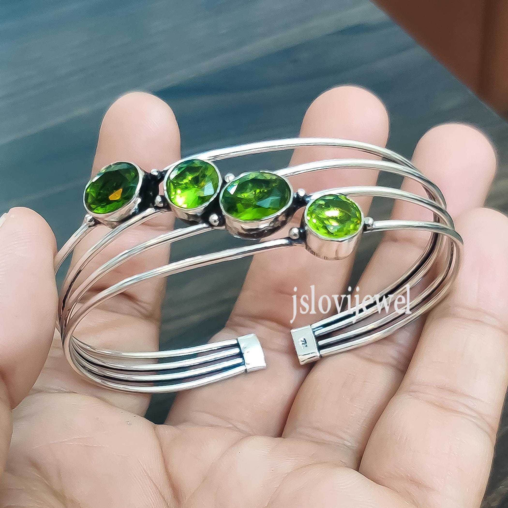Péridot bracelet silver - Etsy 日本