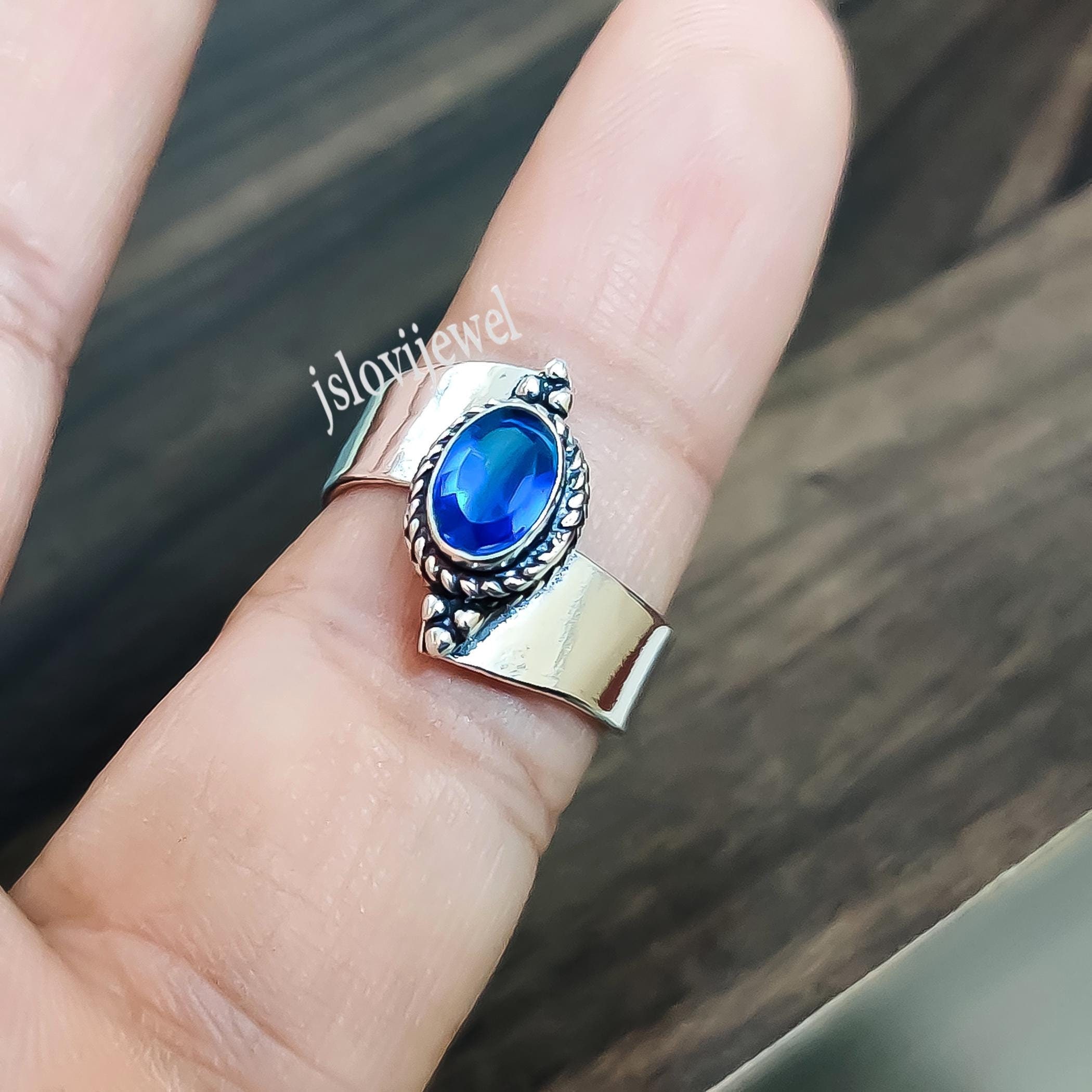 タンザナイトリング：ブルーストーン、925スターリングシルバーバンド 