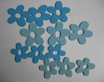 Étiquettes cadeaux fleur, turquoise, 12 pcs.