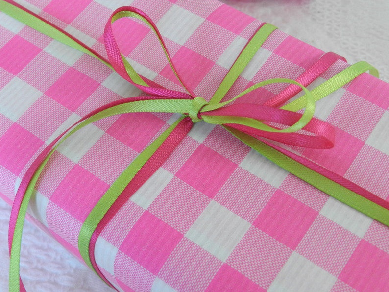 Geschenkpapier Vichy Pink Fluor, 3mx30cm Bild 4