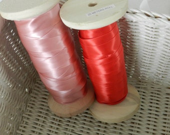 Satin ribbon red or old pink, 3 m