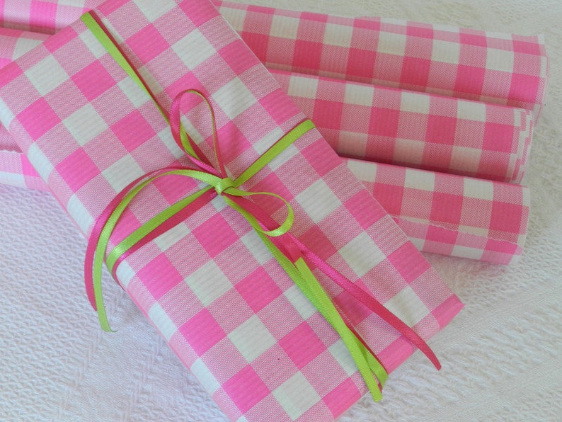 Geschenkpapier Vichy Pink Fluor, 3mx30cm Bild 1